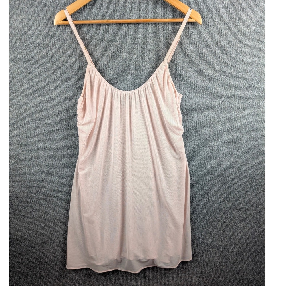 Soma Intimates Pink Sheer Mesh Overlay Camisole Slip Dress Size Medium